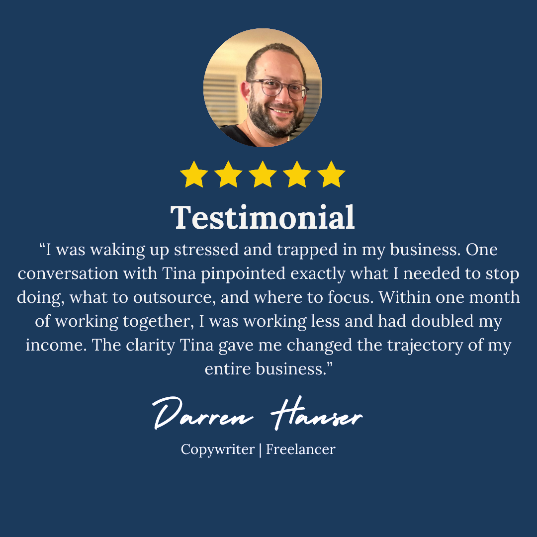 Darren Hanser, Copywriter: within one month I was working less and had doubled my income