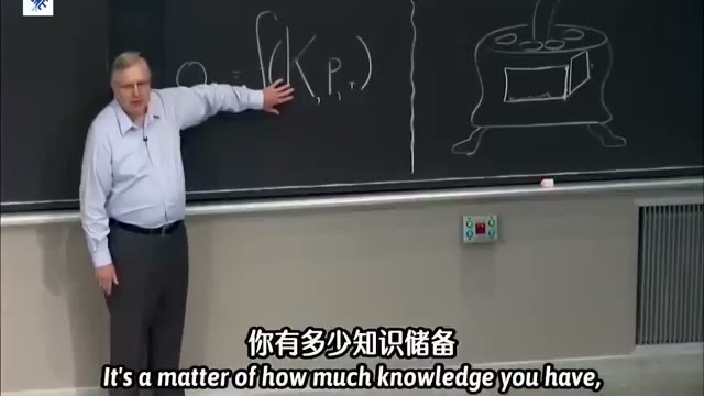 Patrick Winston writing the knowledge, practice, and talent formula on the board